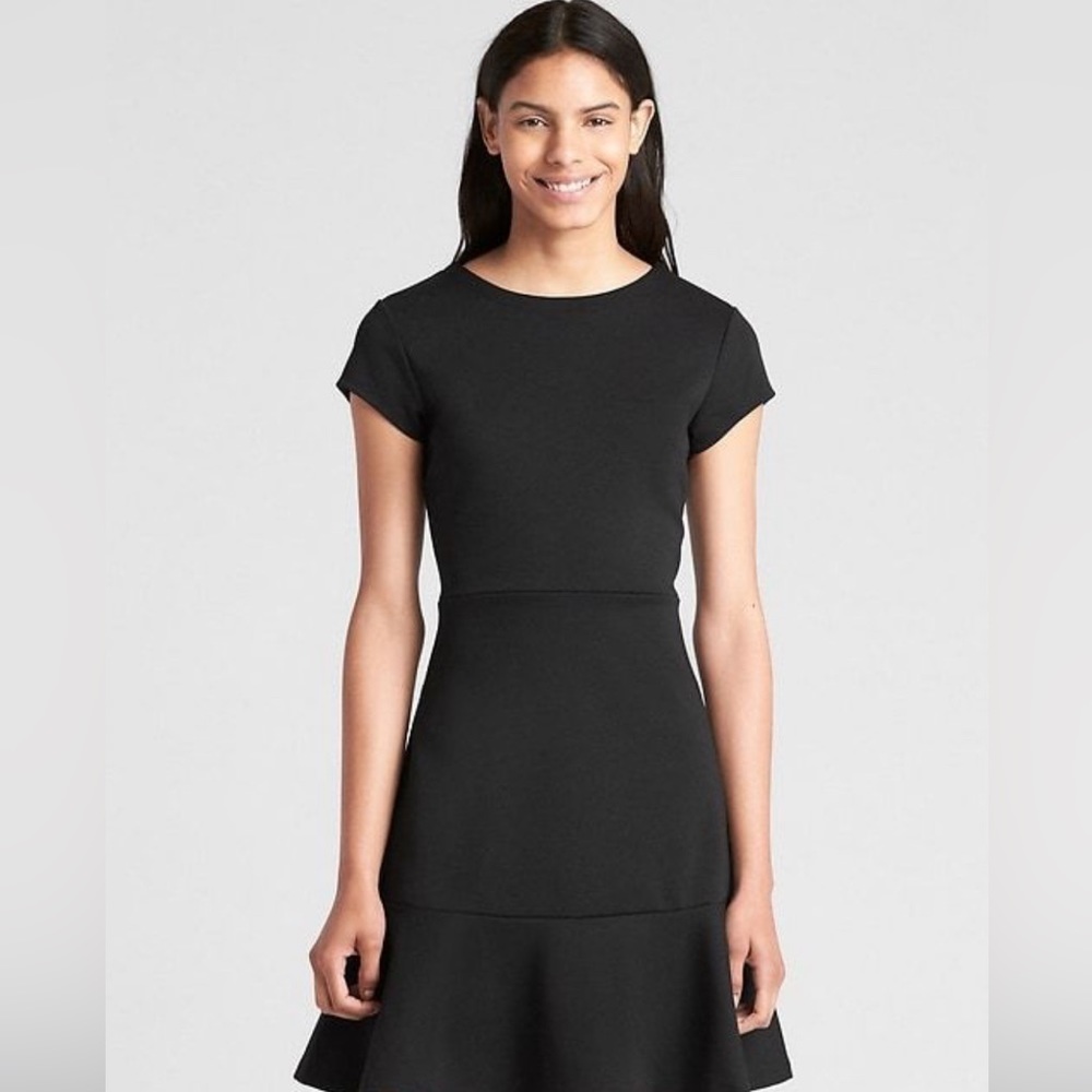 Gap Womens Short Sleeve Fit And Flare Peplum Dress In Ponte
